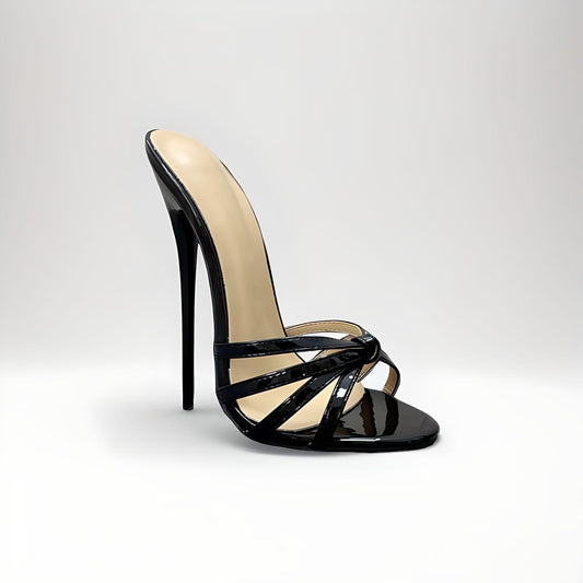 Pantoletten mit Riemchen-Stiletto und runder Spitze, 18 cm
