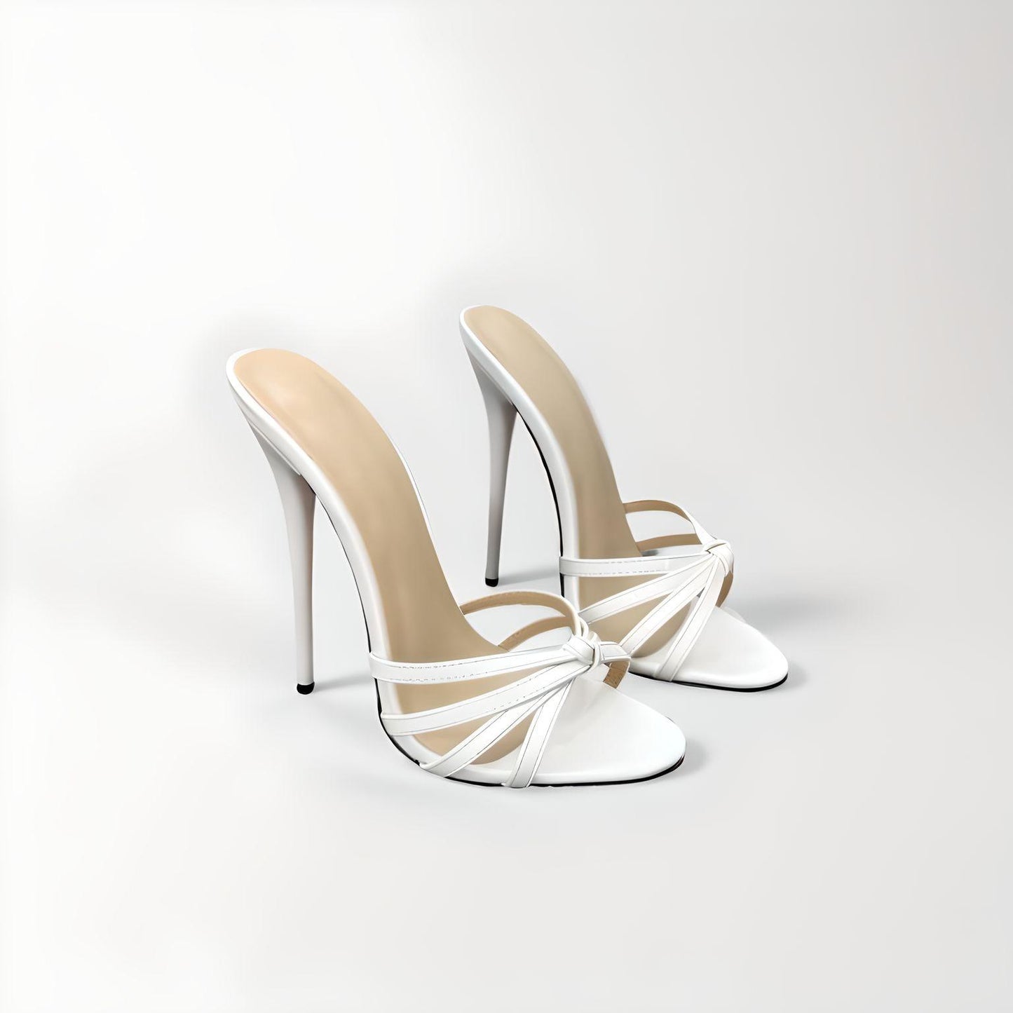 Mules à lanières et bout rond stylet 18cm