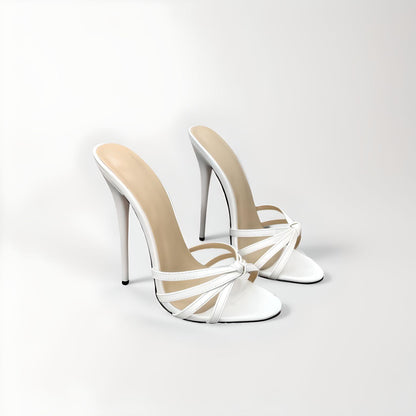 Mules à lanières et bout rond stylet 18cm