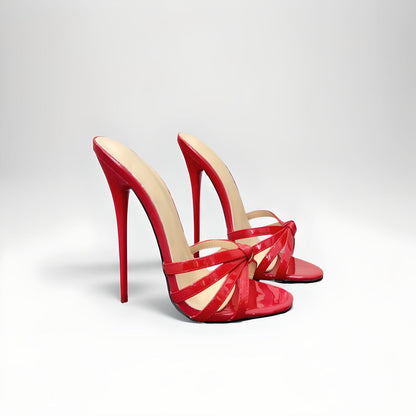 Mules à lanières et bout rond stylet 18cm