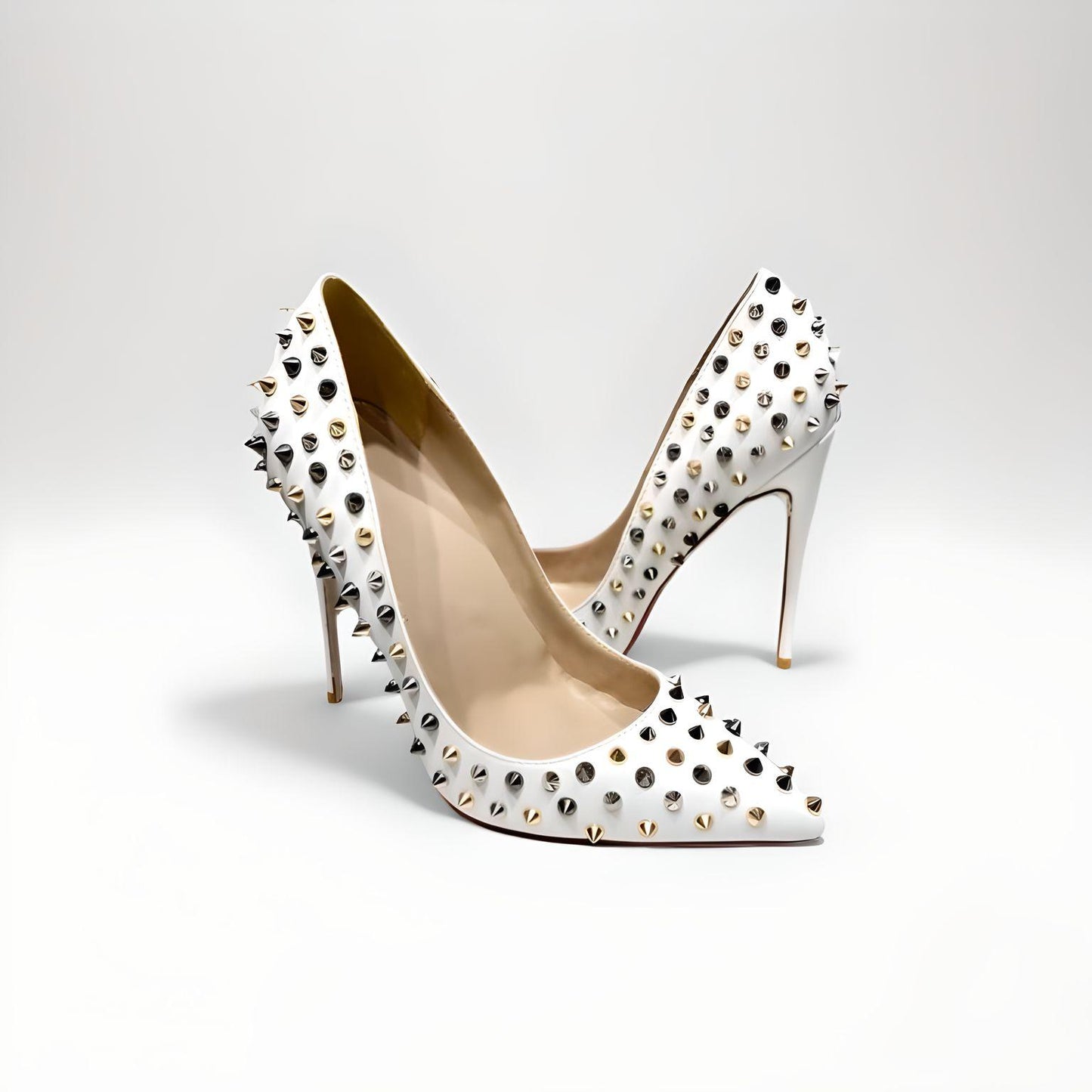 Rivet spike stiletto pumps