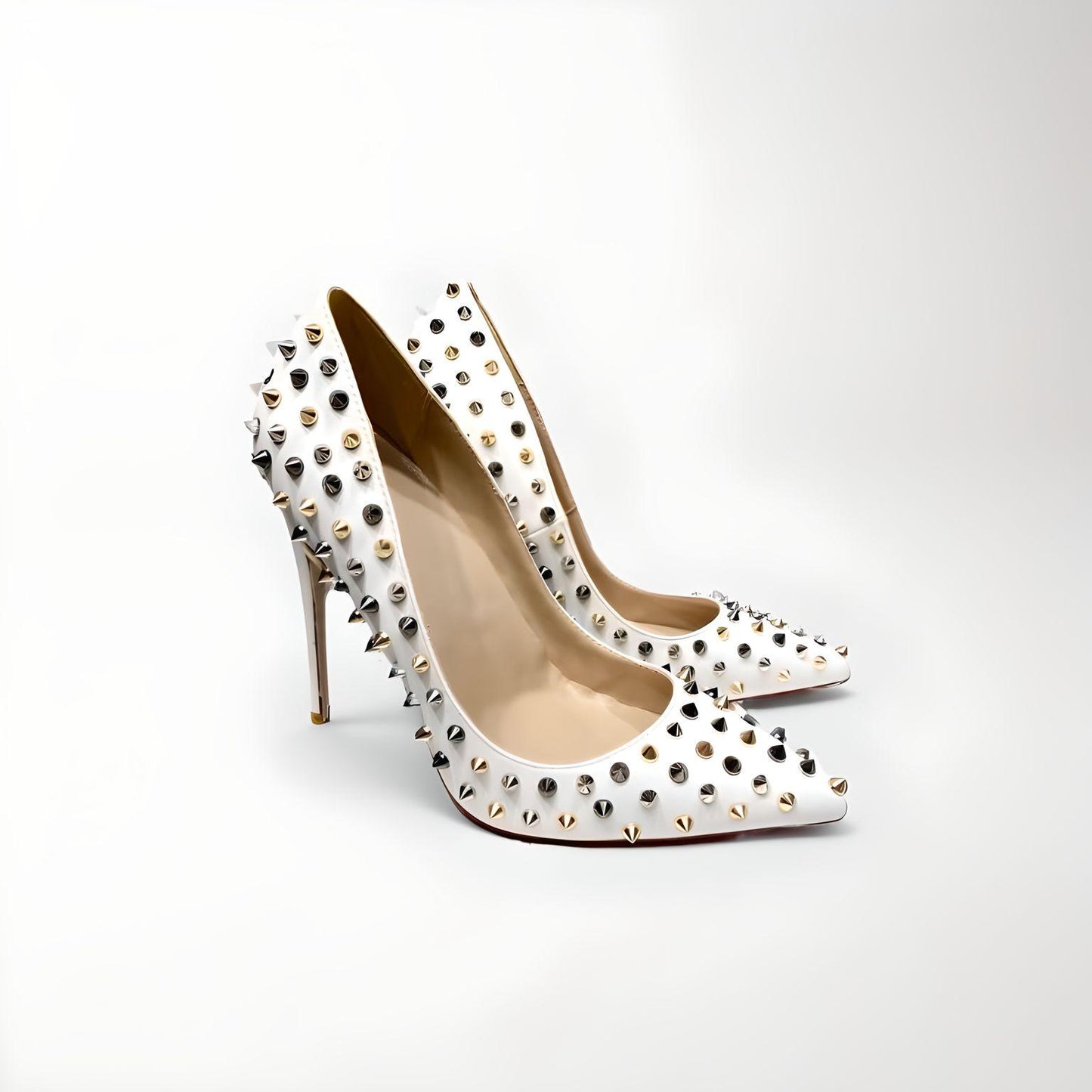 Rivet spike stiletto pumps