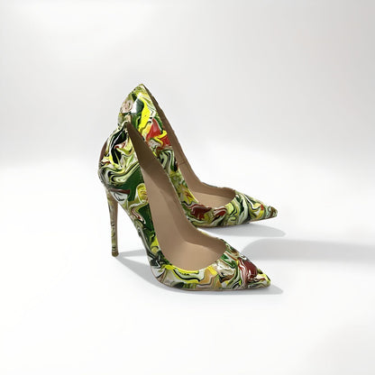 Paint swirl limited edition design stiletto pumps