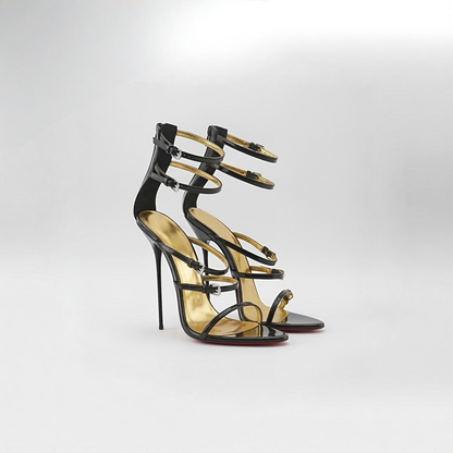 Ultradünne Sandalen mit Stilettoabsatz aus Metall, 13 cm oder 16 cm