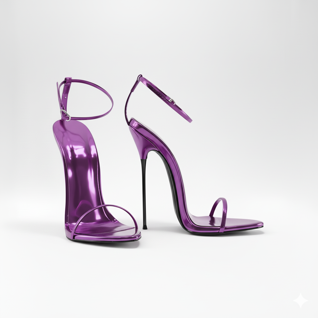 Product photo of purple 16cm super high heel thin metal stiletto sandals
