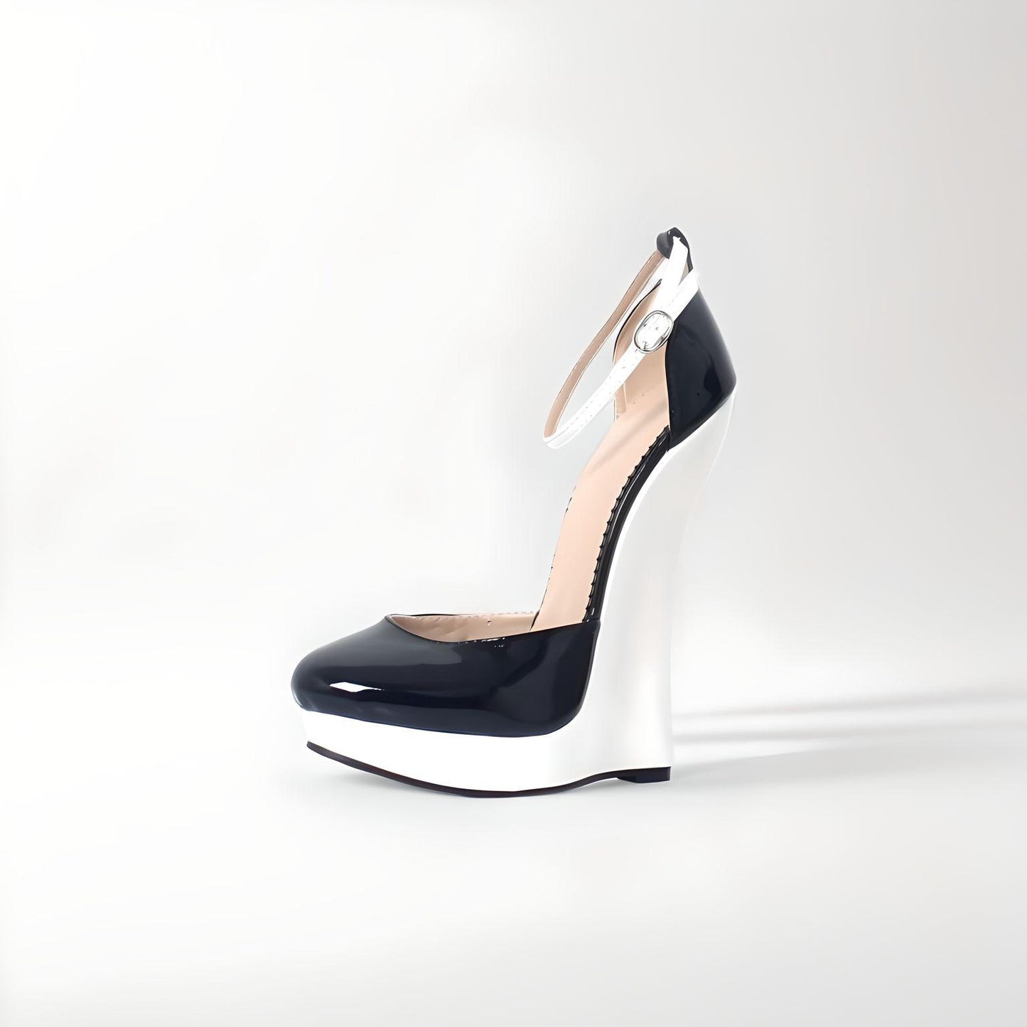 Ultra 18cm high heel wedge ankle strap pumps