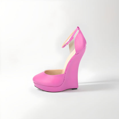 Ultra 18cm high heel wedge ankle strap pumps