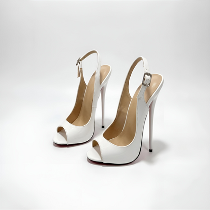 Peep toe high heel stiletto slingback pumps