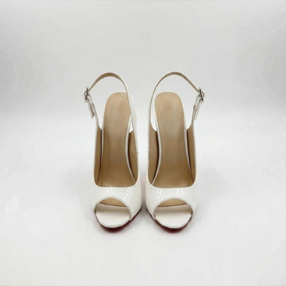 Peep toe high heel stiletto slingback pumps
