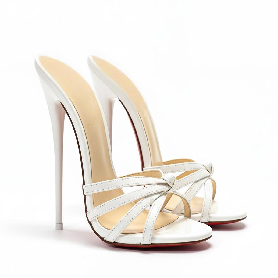 Strappy stiletto round toe mules