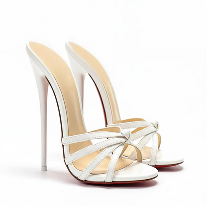 Strappy stiletto round toe mules