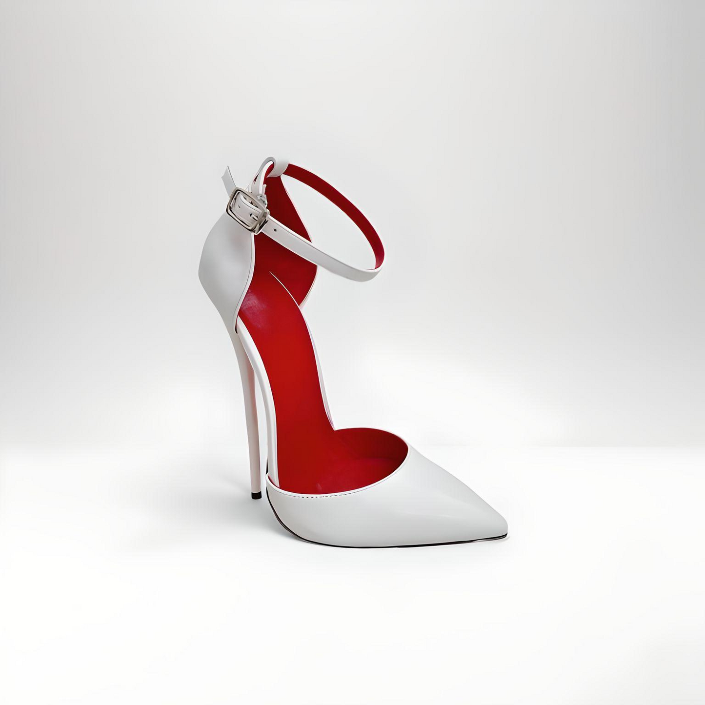 Patent fetish ankle strap stiletto pointed pumps 16cm 6"