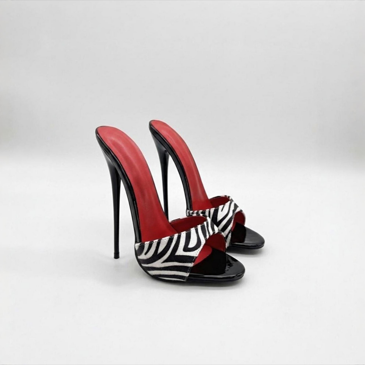 Stiletto round toe high heel mules animal print 16cm