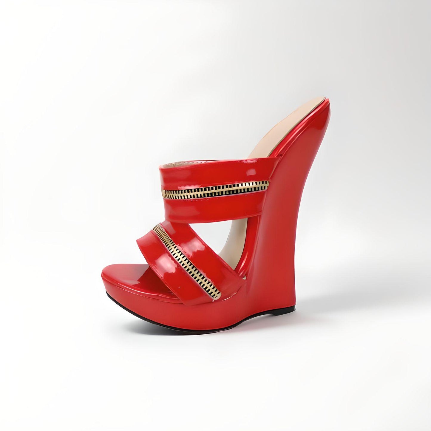 Ultra 18cm high heel zip detail wedge mules